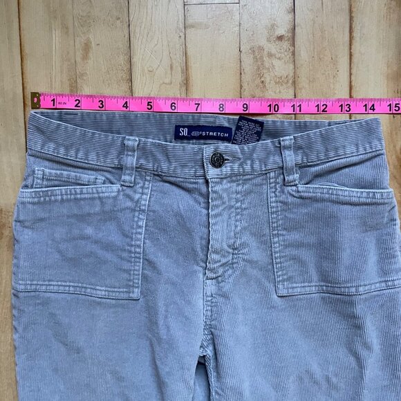 VTG Y2K So GSJC Stretch Gray Corduroy Flares | Indie Sleaze Low Rise 2000s Pants - Picture 5 of 11